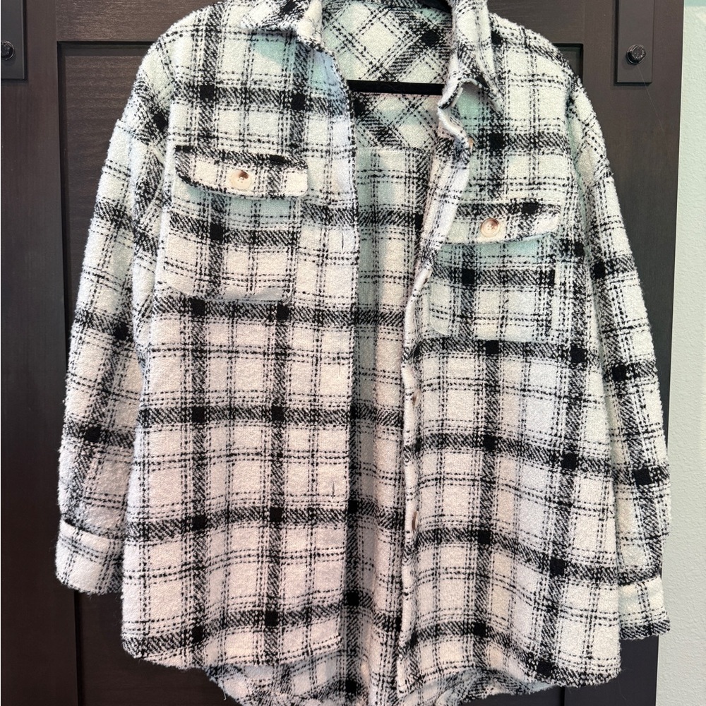Plaid Button-Up Jacket
